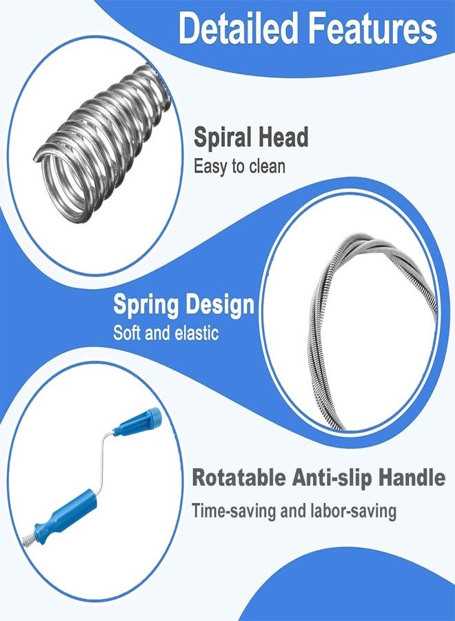 Fapiwen Drain Augers, 9.8ft Stainless Steel Flexible Plumbing Drain Auger, Manual Hair Drain Cleaner Tool, Clog Remover Tool for Kitchen Bathroom Toilet Bathtub Sewer Sink - Image 3